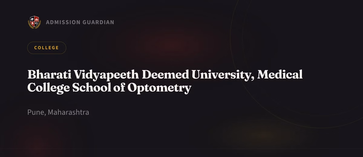 Bharati Vidyapeeth Deemed University, Medical College School of Optometry cover photo 1