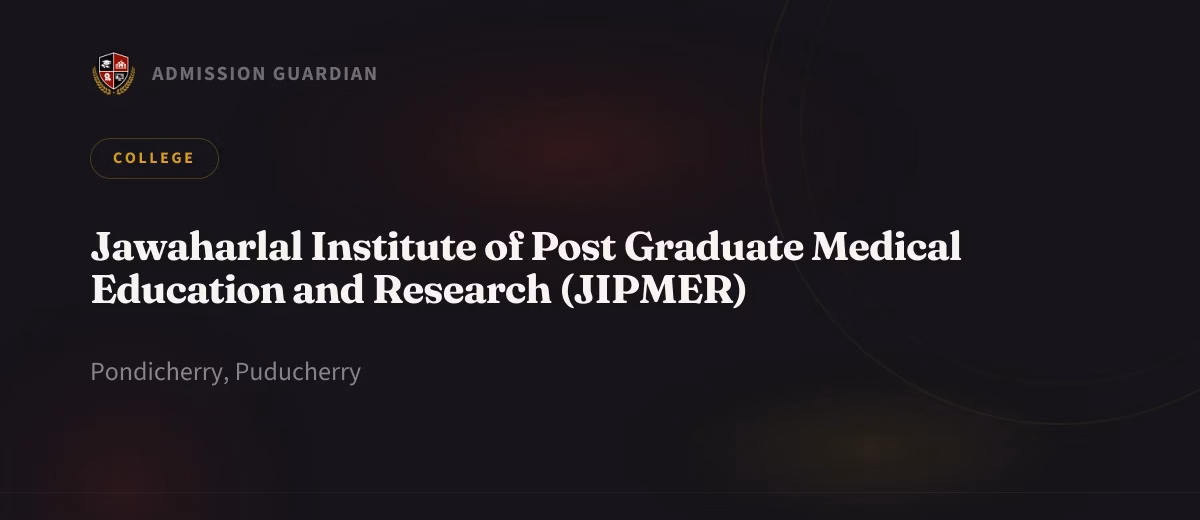 Jawaharlal Institute of Post Graduate Medical Education and Research (JIPMER) cover photo 1