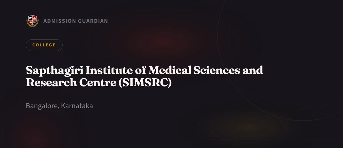 Sapthagiri Institute of Medical Sciences and Research Centre (SIMSRC) cover photo 1