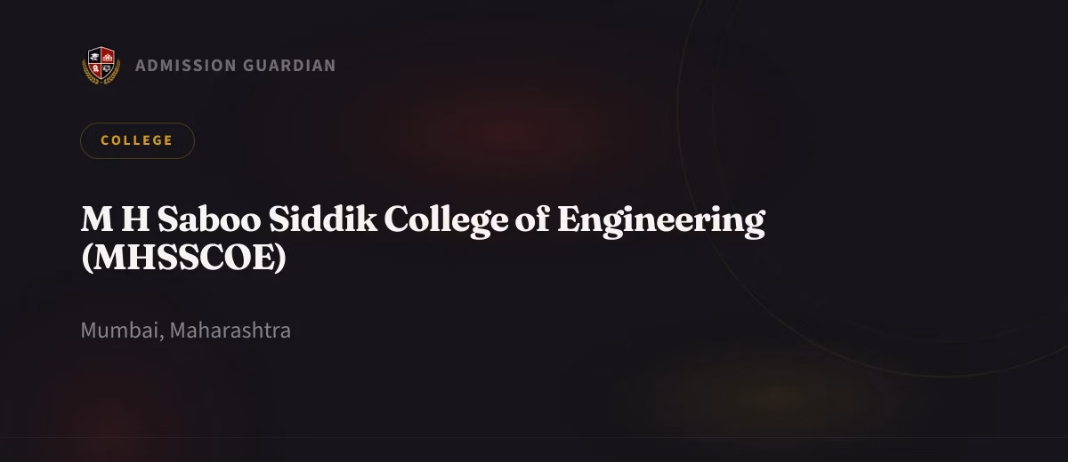 M H Saboo Siddik College of Engineering (MHSSCOE) cover photo 1
