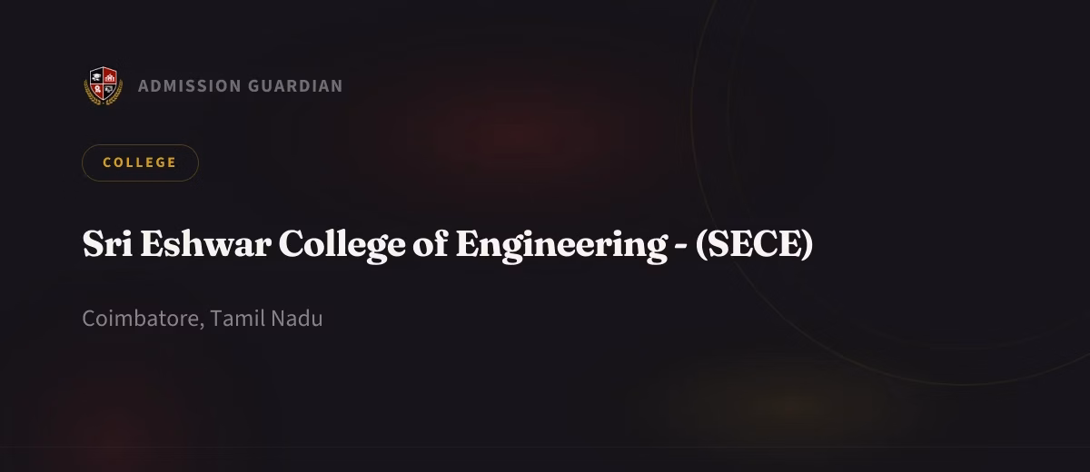 Sri Eshwar College of Engineering - (SECE) cover photo 1