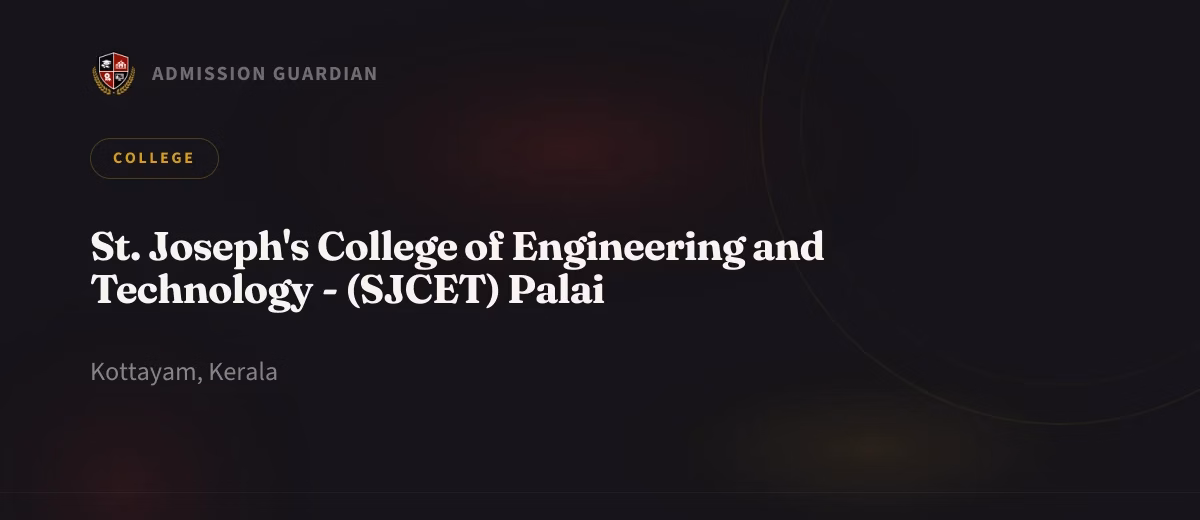 St. Joseph's College of Engineering and Technology - (SJCET) Palai cover photo 1