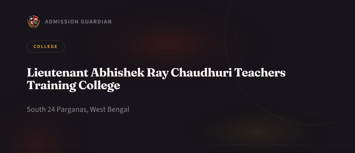 Lieutenant Abhishek Ray Chaudhuri Teachers Training College cover photo 1