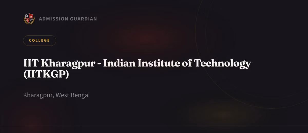 IIT Kharagpur - Indian Institute of Technology (IITKGP) cover photo 1