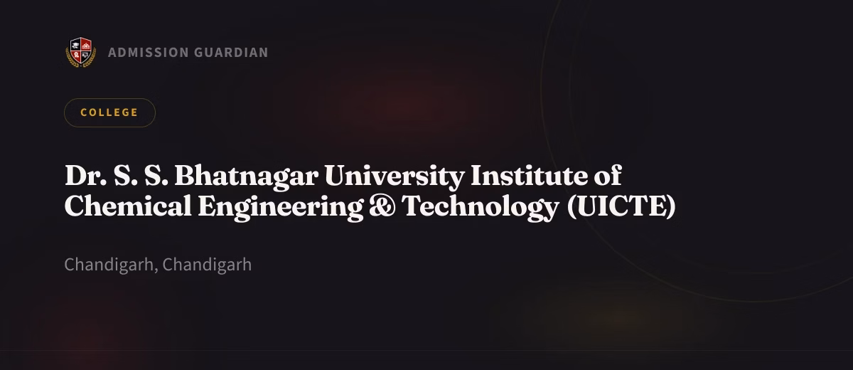 Dr. S. S. Bhatnagar University Institute of Chemical Engineering & Technology (UICTE) cover photo 1