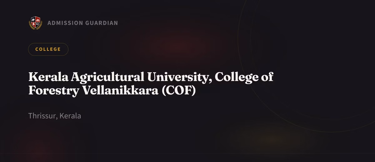 Kerala Agricultural University, College of Forestry Vellanikkara (COF) cover photo 1