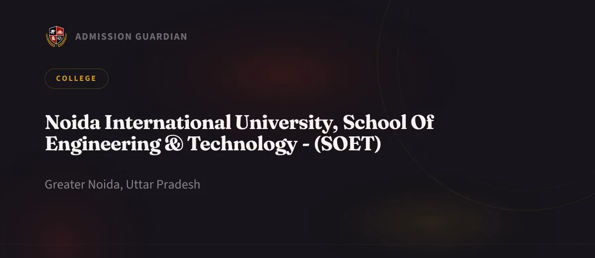 Noida International University, School Of Engineering & Technology - (SOET) cover photo 1