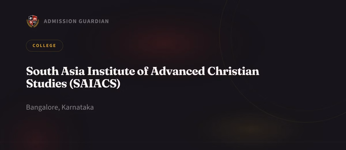South Asia Institute of Advanced Christian Studies (SAIACS) cover photo 1