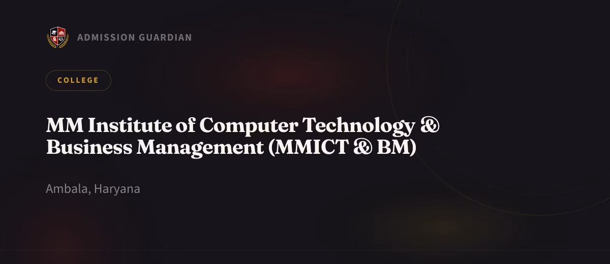 MM Institute of Computer Technology & Business Management (MMICT & BM) cover photo 1
