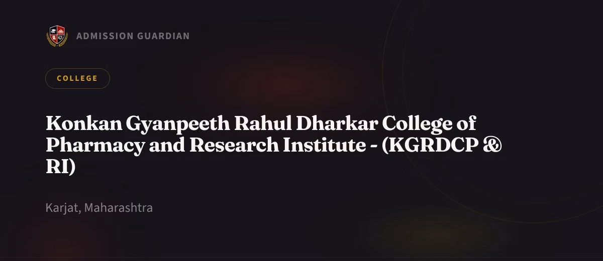 Konkan Gyanpeeth Rahul Dharkar College of Pharmacy and Research Institute - (KGRDCP & RI) cover photo 1