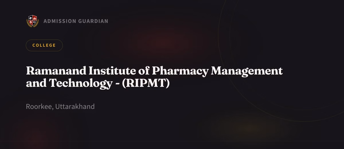Ramanand Institute of Pharmacy Management and Technology - (RIPMT) cover photo 1