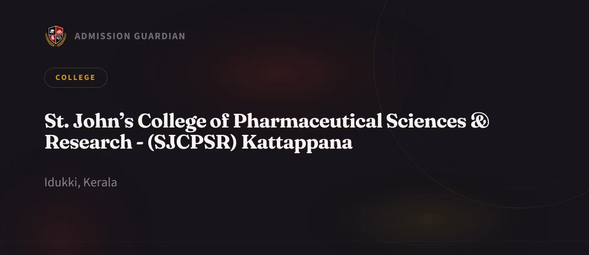 St. John’s College of Pharmaceutical Sciences & Research - (SJCPSR) Kattappana cover photo 1