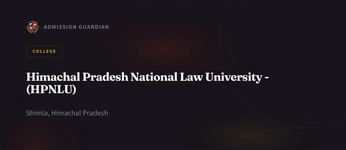 Himachal Pradesh National Law University - (HPNLU) cover photo 1