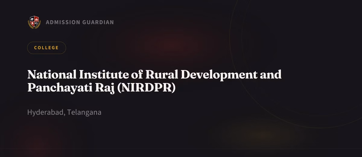 National Institute of Rural Development and Panchayati Raj (NIRDPR) cover photo 1