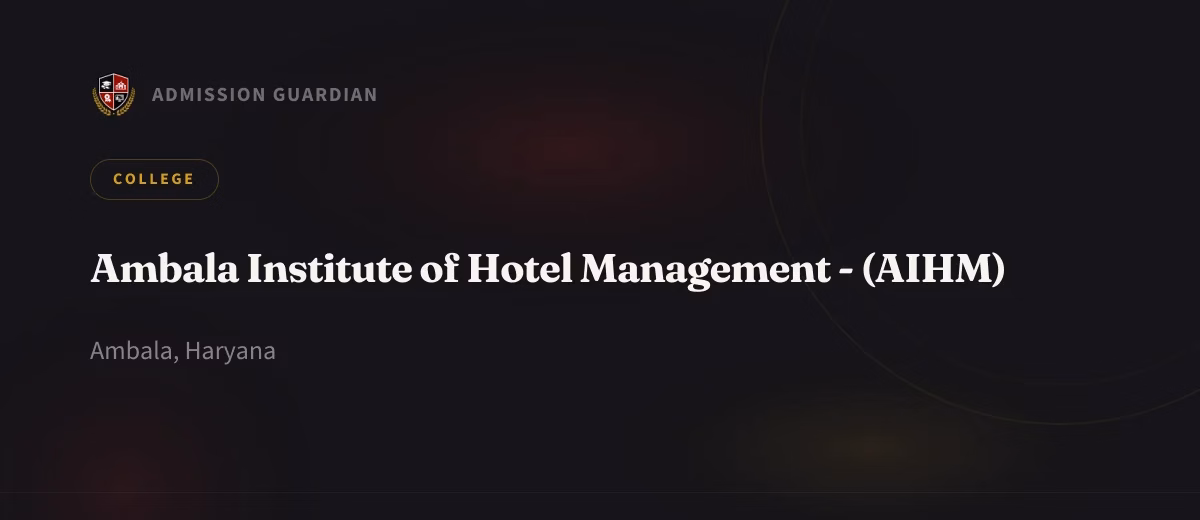 Ambala Institute of Hotel Management - (AIHM) cover photo 1