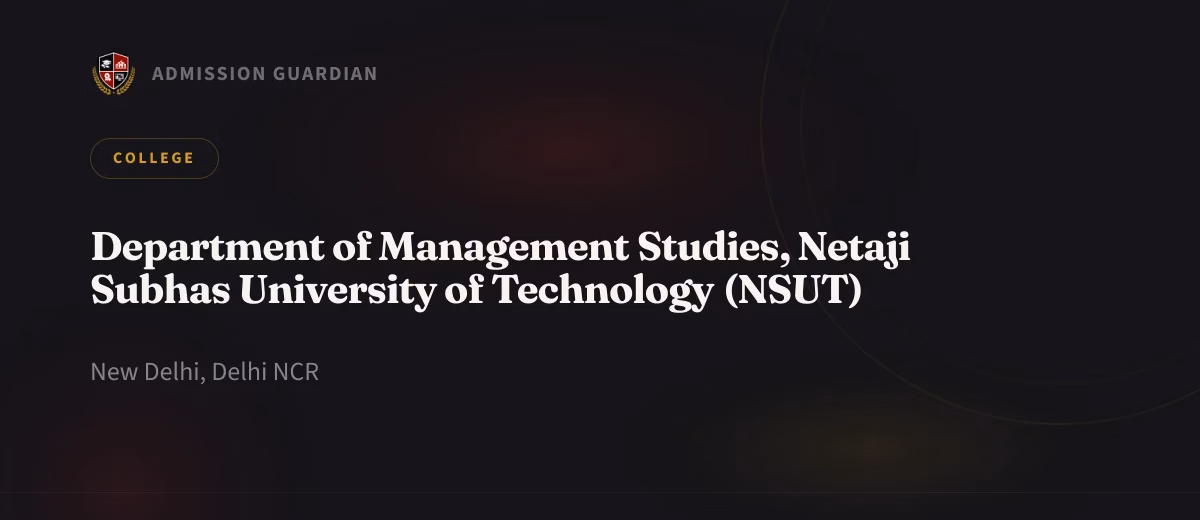 Department of Management Studies, Netaji Subhas University of Technology (NSUT) cover photo 1