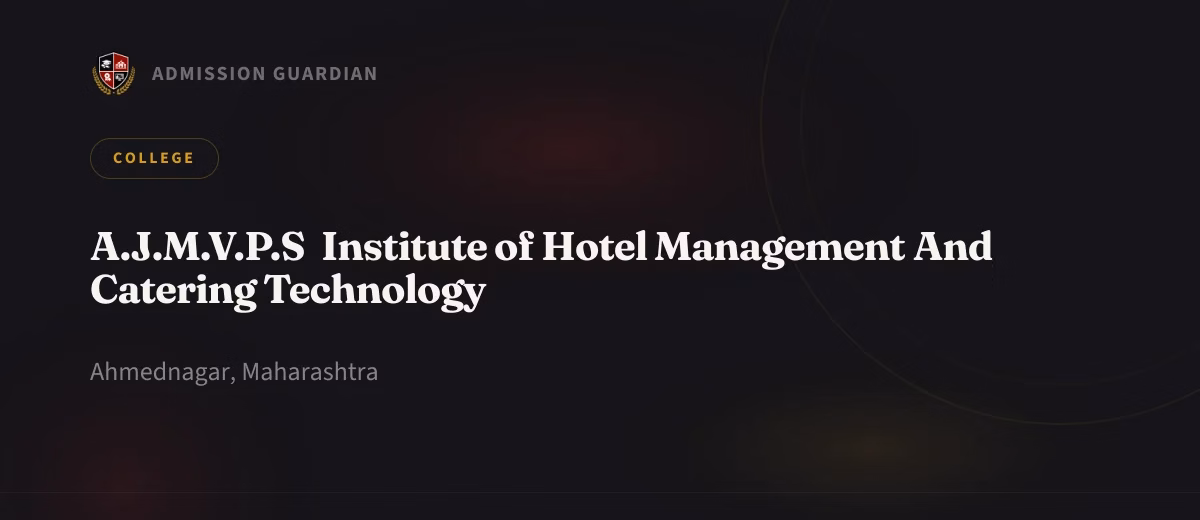 A.J.M.V.P.S Institute of Hotel Management And Catering Technology cover photo 1