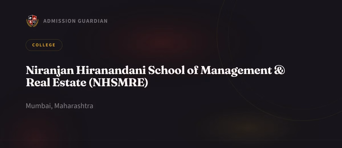 Niranjan Hiranandani School of Management & Real Estate (NHSMRE) cover photo 1