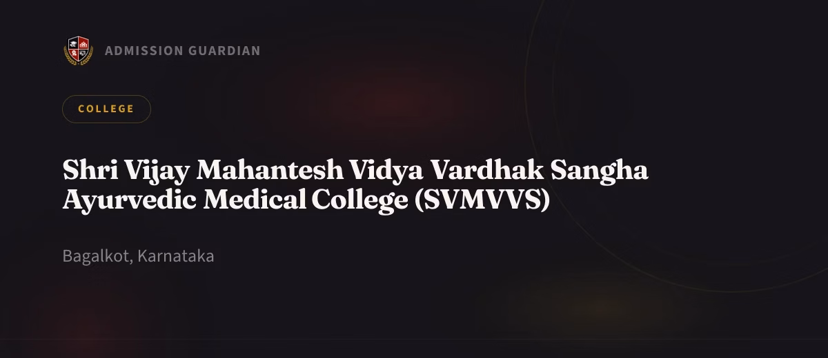 Shri Vijay Mahantesh Vidya Vardhak Sangha Ayurvedic Medical College (SVMVVS) cover photo 1