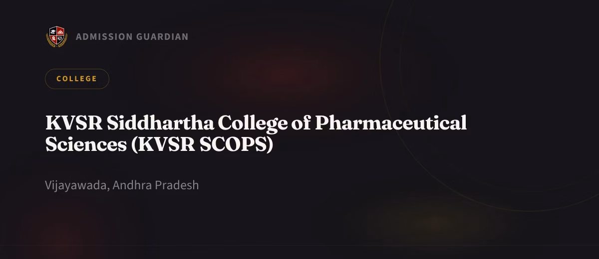 KVSR Siddhartha College of Pharmaceutical Sciences (KVSR SCOPS) cover photo 1