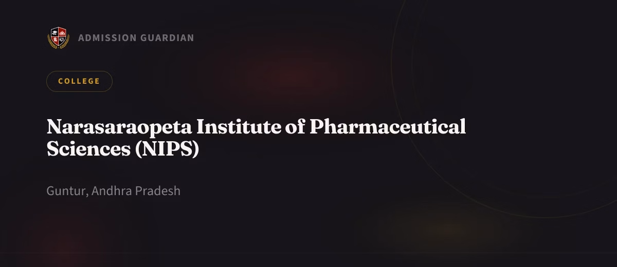 Narasaraopeta Institute of Pharmaceutical Sciences (NIPS) cover photo 1