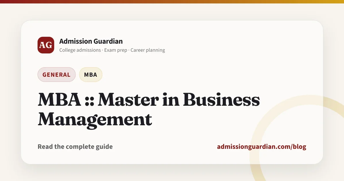 MBA :: Master in Business Management