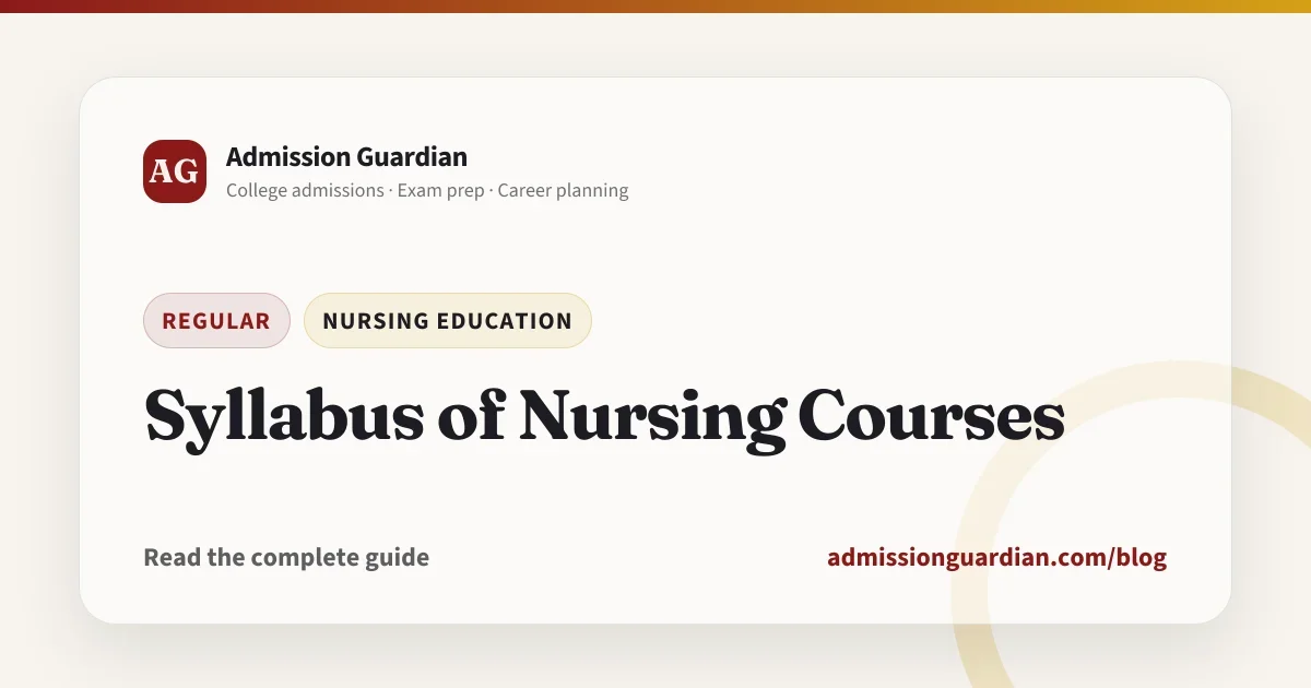 Syllabus of Nursing Courses