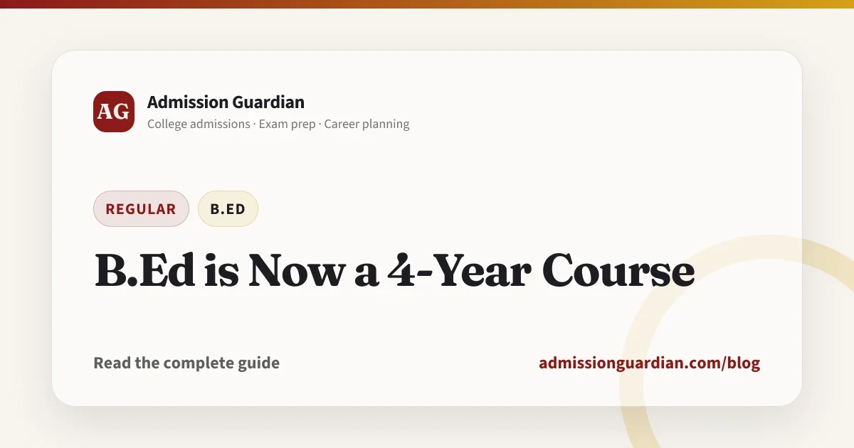B.Ed is Now a 4-Year Course