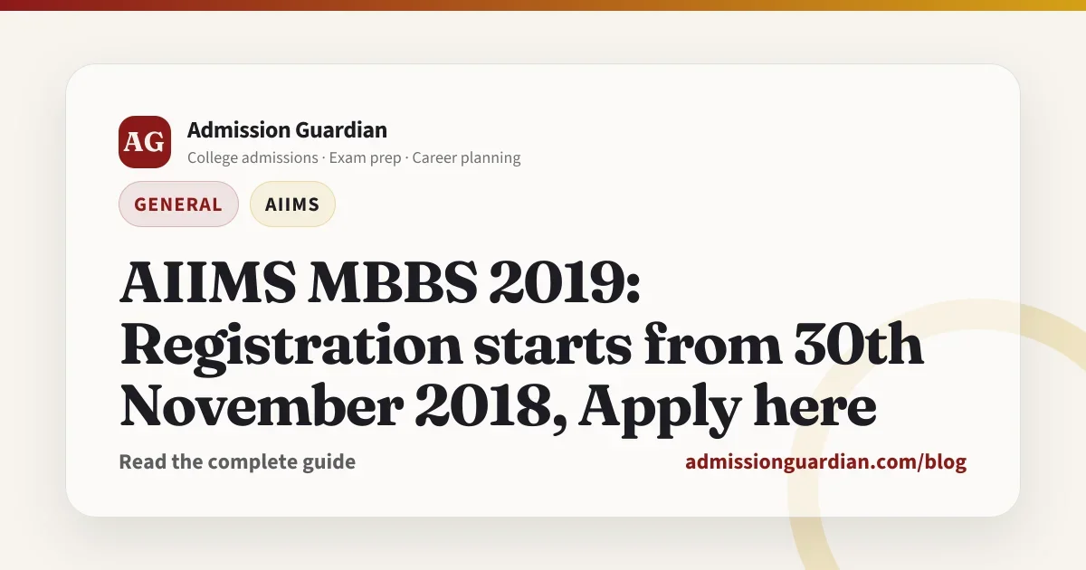 AIIMS MBBS 2019: Registration starts from 30th November 2018, Apply here