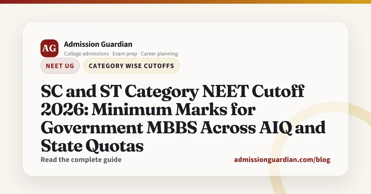 SC and ST Category NEET Cutoff 2026: Minimum Marks for Government MBBS Across AIQ and State Quotas