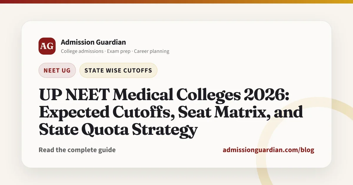 UP NEET Medical Colleges 2026: Expected Cutoffs, Seat Matrix, and State Quota Strategy
