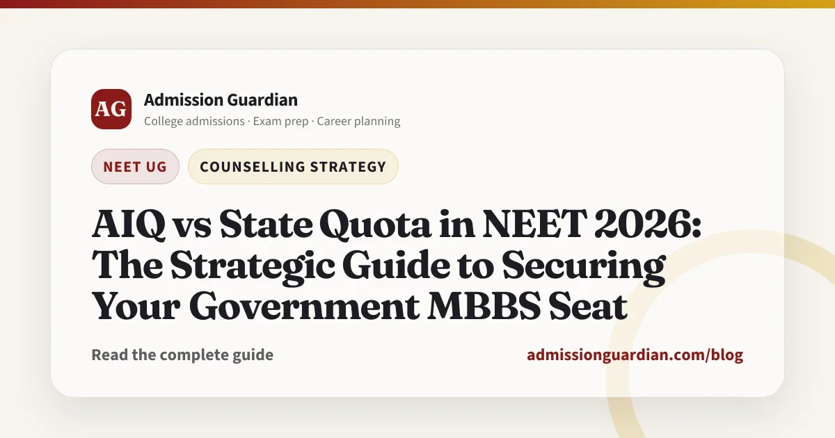 AIQ vs State Quota in NEET 2026: The Strategic Guide to Securing Your Government MBBS Seat