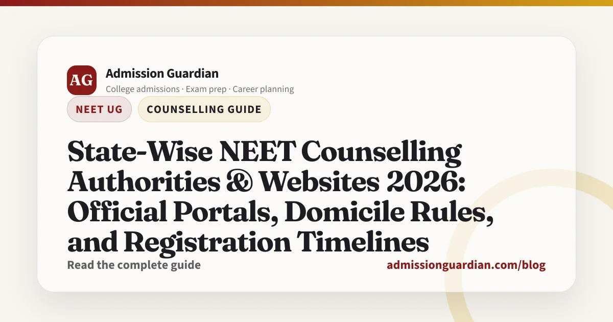 State-Wise NEET Counselling Authorities & Websites 2026: Official Portals, Domicile Rules, and Registration Timelines