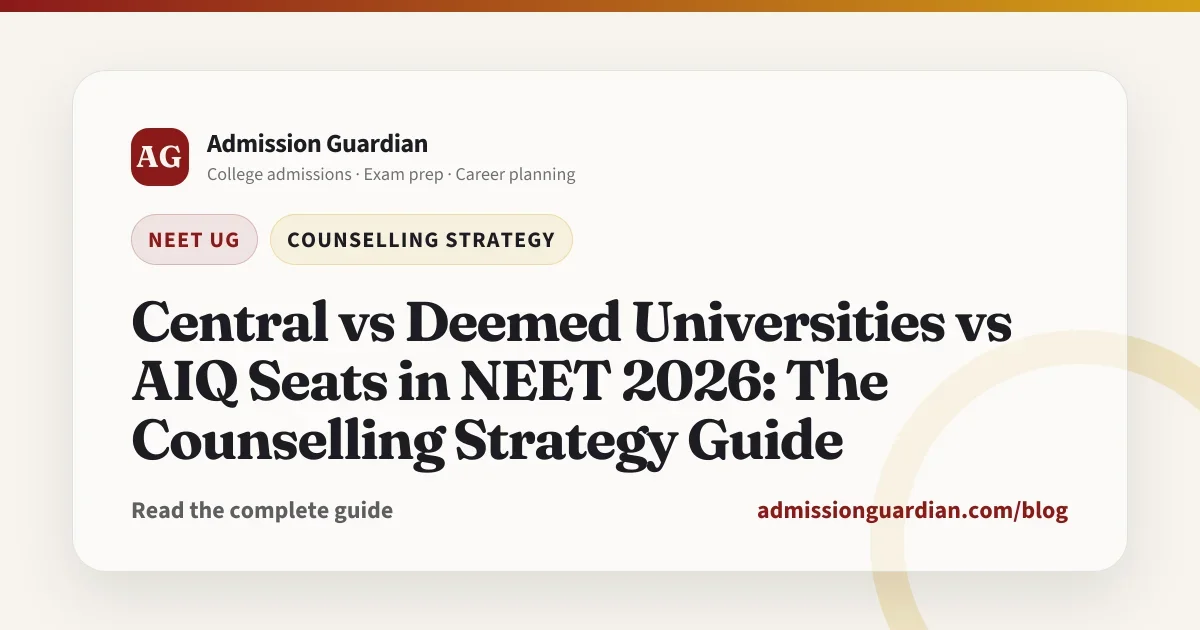 Central vs Deemed Universities vs AIQ Seats in NEET 2026: The Counselling Strategy Guide